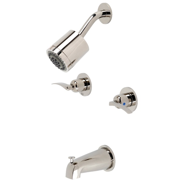 Tub and Shower Faucet, Polished Nickel, Wall Mount